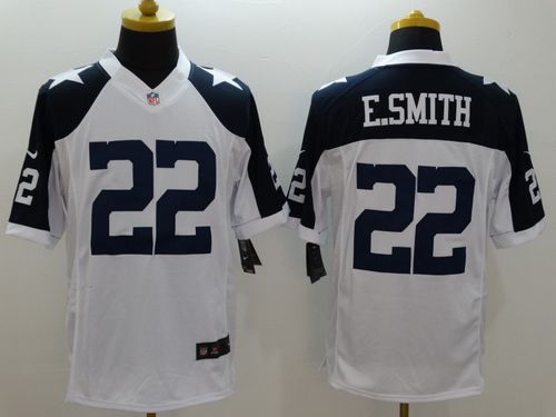 Cowboys #22 Emmitt Smith White Thanksgiving Throwback Stitched Limited Nike Jersey - Zenithce