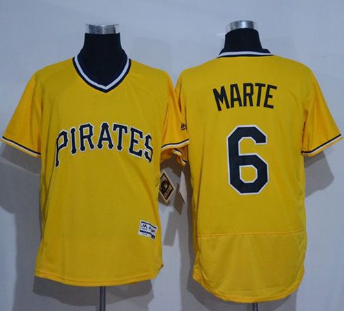 Pirates #6 Starling Marte Gold Flexbase Authentic Collection Cooperstown Stitched Jersey - Zenithce