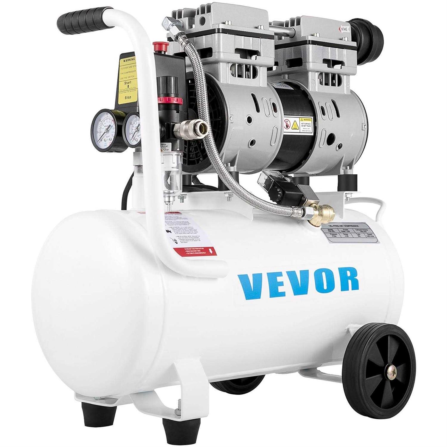 VEVOR Air Compressor 6.6 Gallon Portable Air Compressor 1 HP Oil Air Compressor Steel Tank 750W Pancake Air Compressor 115 PSI Ultra Quiet - Zenithce