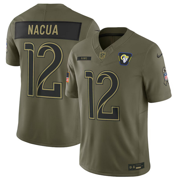 Los Angeles Rams #12 Puka Nacua Olive 2025 Salute to Service Limited Stitched Jersey - Zenithce
