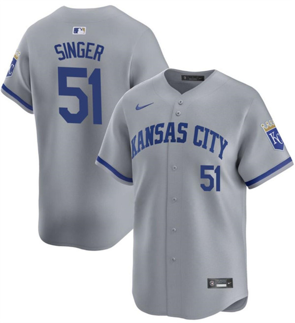 Kansas City Royals #51 Brady Singer Gray Away Stitched Jersey - Zenithce