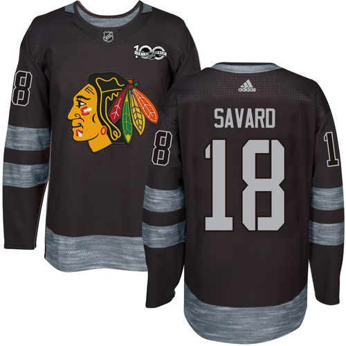 Blackhawks #18 Denis Savard Black 1917-2017 100th Anniversary Stitched Jersey - Zenithce