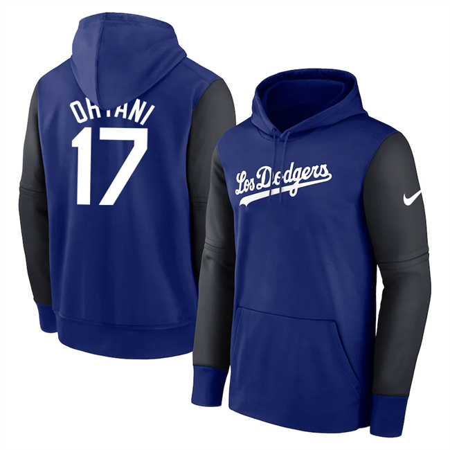 Los Angeles Dodgers #17 Shohei Ohtani Royal Black Name Number Pullover Hoodie - Zenithce