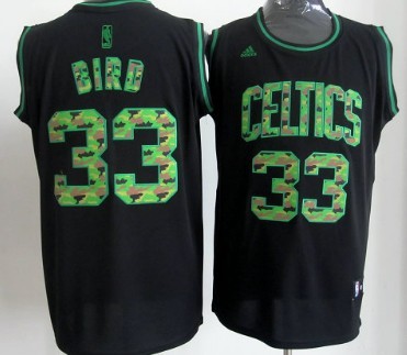Boston Celtics #33 Larry Bird Black Camo Fashion Jersey - Zenithce