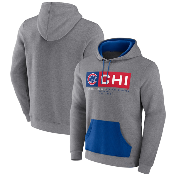 Chicago Cubs Heathered Gray Iconic Steppin Up Fleece Pullover Hoodie - Zenithce