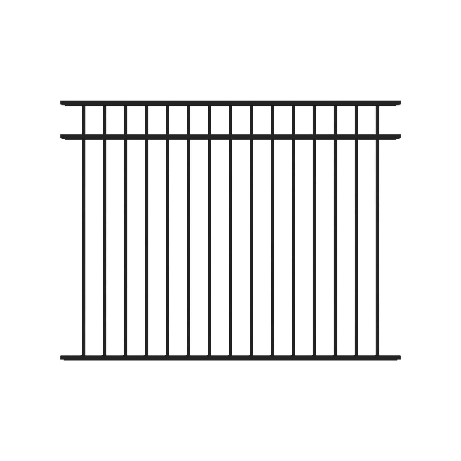 Fortress Athens H x 6-ft W Gloss Black Aluminum Flat Top and Bottom Fence Panel - Zenithce