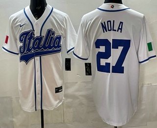 Italy #27 Aaron Nola White 2026 World Classic Cool Base Jersey - Zenithce