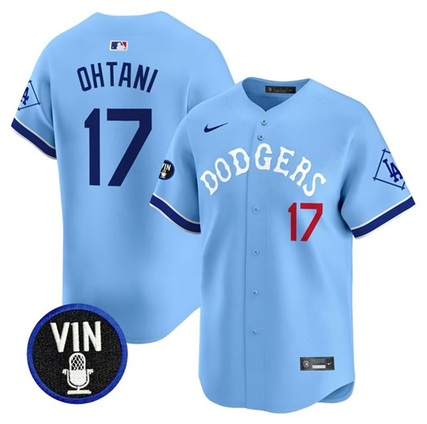 Los Angeles Dodgers #17 Shohei Ohtani Light Blue With Vin Patch Limited Stitched Jersey - Zenithce