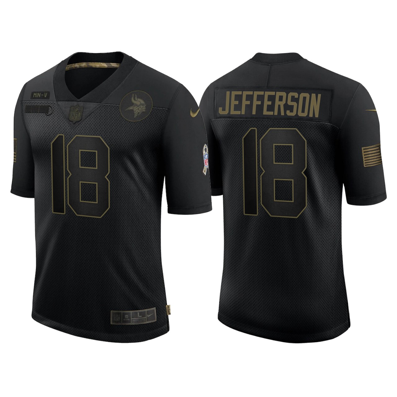 Minnesota Vikings #18 Justin Jefferson 2020 Black Salute To Search Stitched Jersey - Zenithce