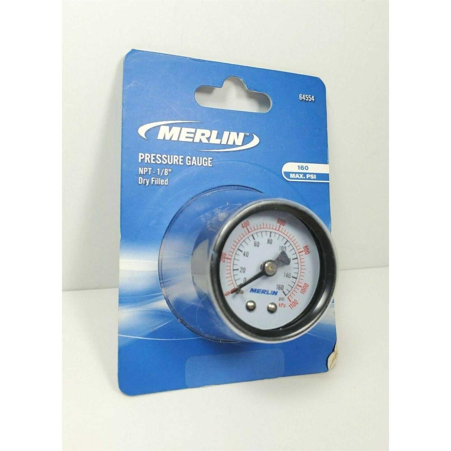 Merlin 160 PSI 1/4 in. NPT Dry Filled Pressure Gauge - Zenithce