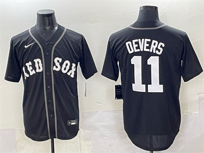 Boston Red Sox #11 Rafael Devers Black Lights Out Limited Stitched Jersey - Zenithce
