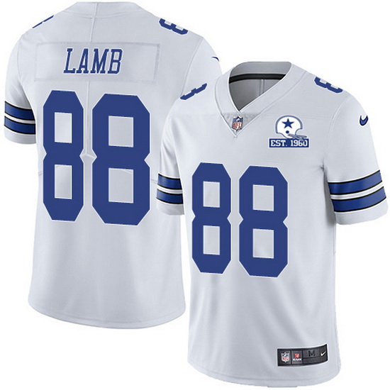 Dallas Cowboys #88 CeeDee Lamb White With Est 1960 Patch Limited Stitched Jersey - Zenithce