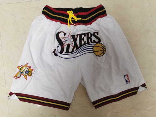 76ers White Just Don Throwback Mesh Shorts - Zenithce