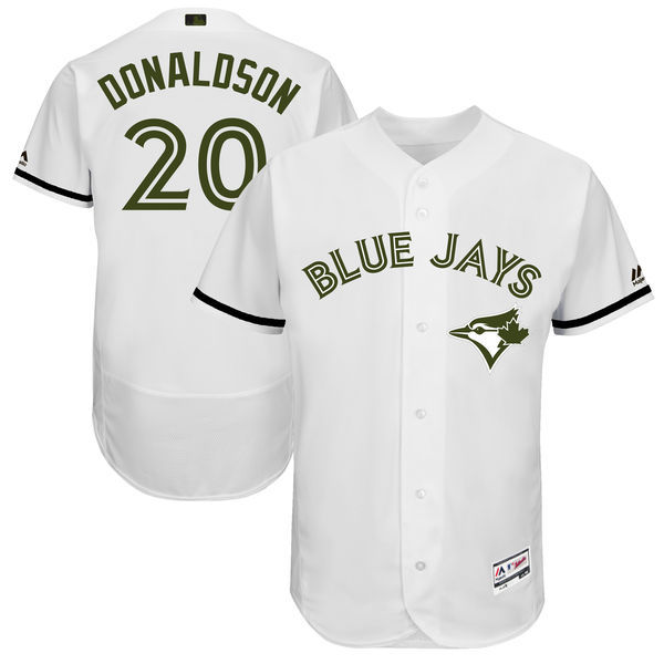 Toronto Blue Jays #20 Josh Donaldson Majestic White 2017 Memorial Day Authentic Collection Flex Base Player Stitched Jersey - Zenithce