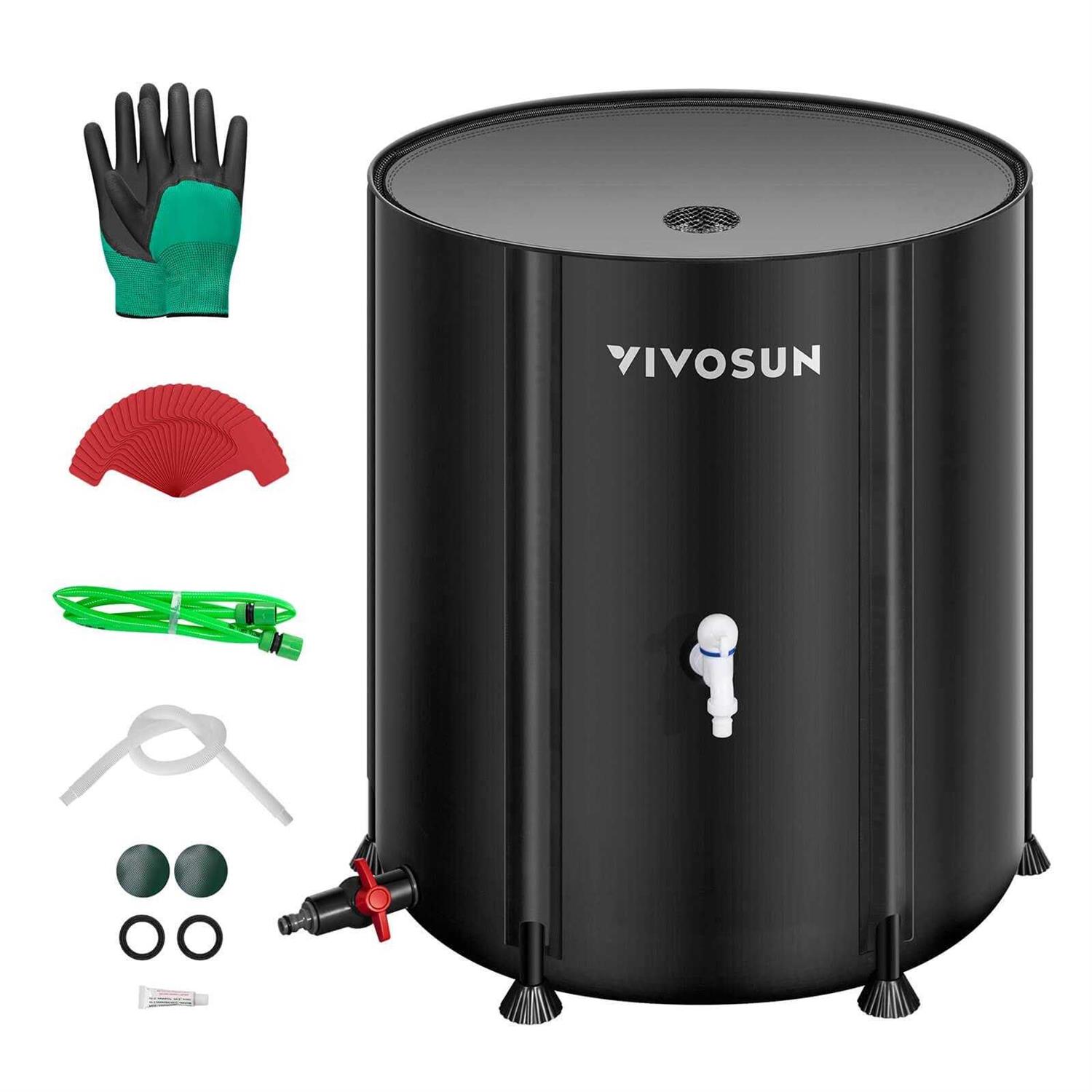 VIVOSUN Collapsible Rain Barrel Spigots and Overflow Kit - Zenithce