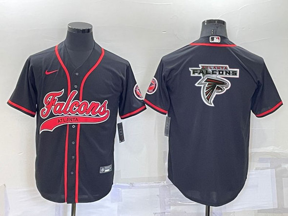 Atlanta Falcons Black Team Big Logo With Patch Cool Base Stitched Baseball Jersey - Zenithce