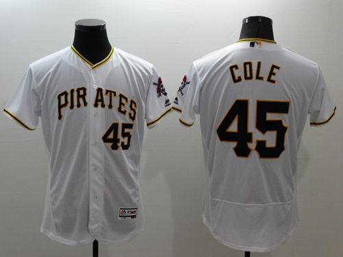 Pirates #45 Gerrit Cole White Flexbase Authentic Collection Stitched Jersey - Zenithce