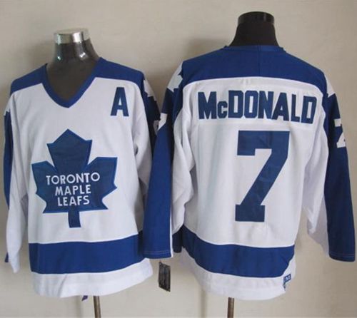 Maple Leafs #7 Lanny McDonald White Blue CCM Throwback Stitched Jersey - Zenithce