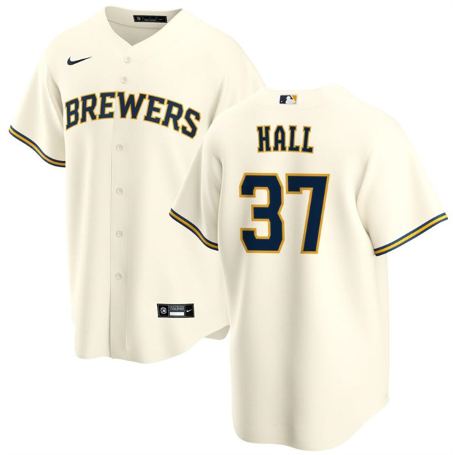 Milwaukee Brewers #37 D.L. Hall Cream Cool Base Stitched Jersey - Zenithce