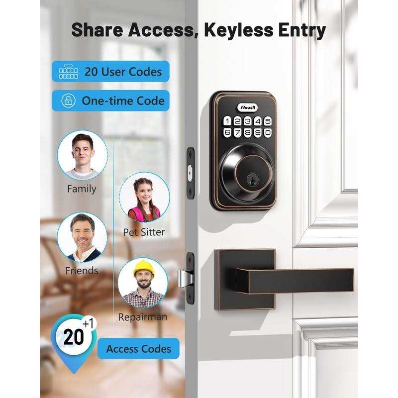 Zowill Keyless Entry Door Lock with 2 Handles Electronic Keypad Deadbolt - Zenithce