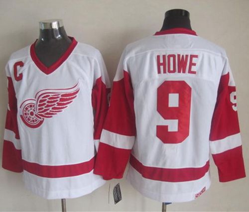 Red Wings #9 Gordie Howe White CCM Throwback Stitched Jersey - Zenithce