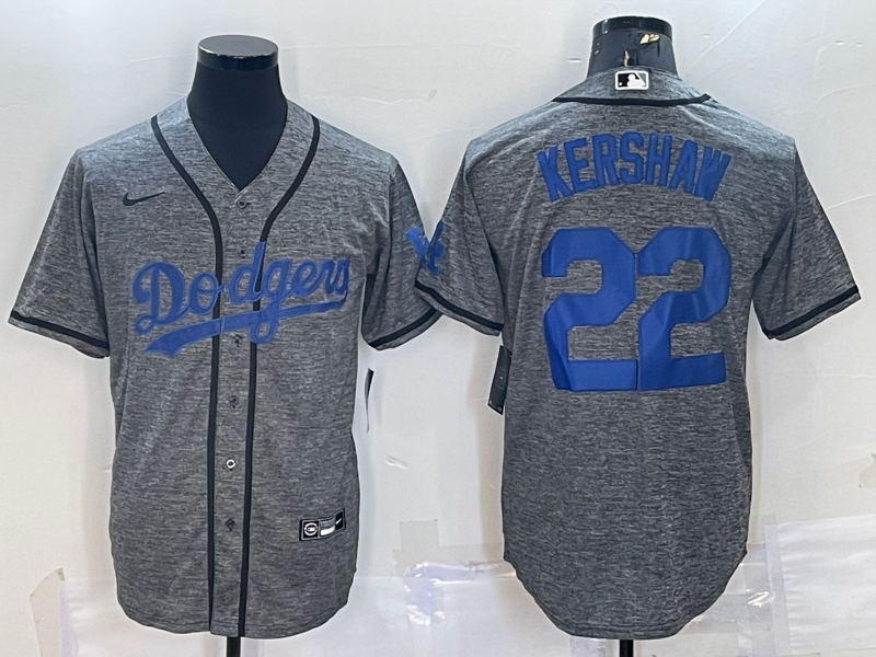 Los Angeles Dodgers #22 Clayton Kershaw Grey Cool Base Stitched Jersey - Zenithce