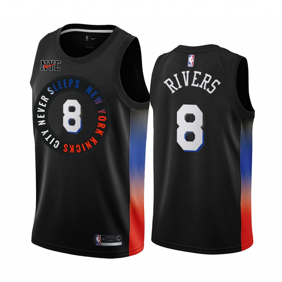Knicks #8 Austin Rivers Black Swingman 2020-21 City Edition Jersey - Zenithce