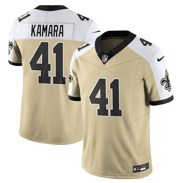 New Orleans Saints #41 Alvin Kamara Gold White Alternate 2025 F.U.S.E. Vapor Limited Football Stitched Jersey - Zenithce
