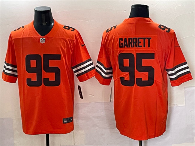 Cleveland Browns #95 Myles Garrett Orange Vapor Limited Football Stitched Jersey - Zenithce