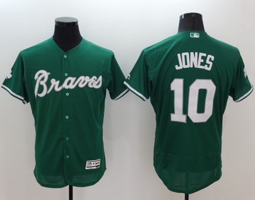 Braves #10 Chipper Jones Green Celtic Flexbase Authentic Collection Stitched Jersey - Zenithce