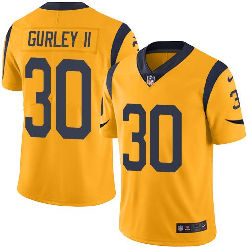 Rams #30 Todd Gurley II Gold Stitched Limited Rush Nike Jersey - Zenithce