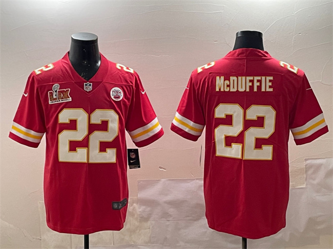 Kansas City Chiefs #22 Trent McDuffie Red 2025 Super Bowl LIX Patch Vapor Untouchable Limited Stitched Jersey - Zenithce