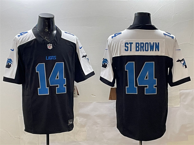 Detroit Lions #14 Amon-Ra St. Brown Black Alternate F.U.S.E. 2024 Michigan Patch Vapor Limited Football Stitched Game Jersey - Zenithce