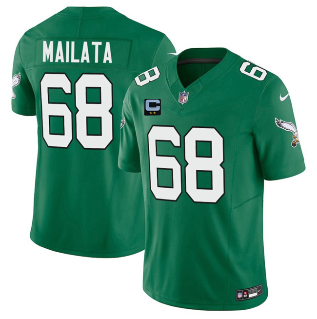 Philadelphia Eagles #68 Jordan Mailata Kelly Green 2025 F.U.S.E. With 2-Star C Patch Vapor Untouchable Limited Throwback Stitched Jersey - Zenithce