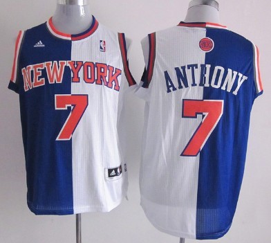 New York Knicks #7 Carmelo Anthony Revolution 30 Swingman Blue/White Two Tone Jersey - Zenithce