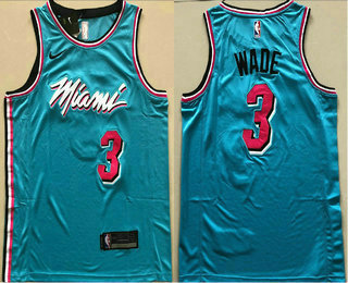 Miami Heat #3 Dwyane Wade Light Blue 2019 City Edition AU Swingman ALL Stitched Jersey - Zenithce