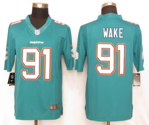 Dolphins #91 Cameron Wake Aqua Green Team Color Stitched Limited Nike Jersey - Zenithce