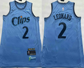 Los Angeles Clippers #2 Kawhi Leonard Light Blue 2024 City Icon Sponsor Swingman Jersey - Zenithce
