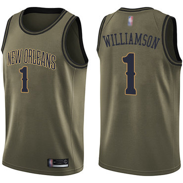 Pelicans #1 Zion Williamson Green Swingman Salute to Service Jersey - Zenithce
