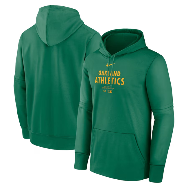 Oakland Athletics Green Collection Practice Performance Pullover Hoodie - Zenithce