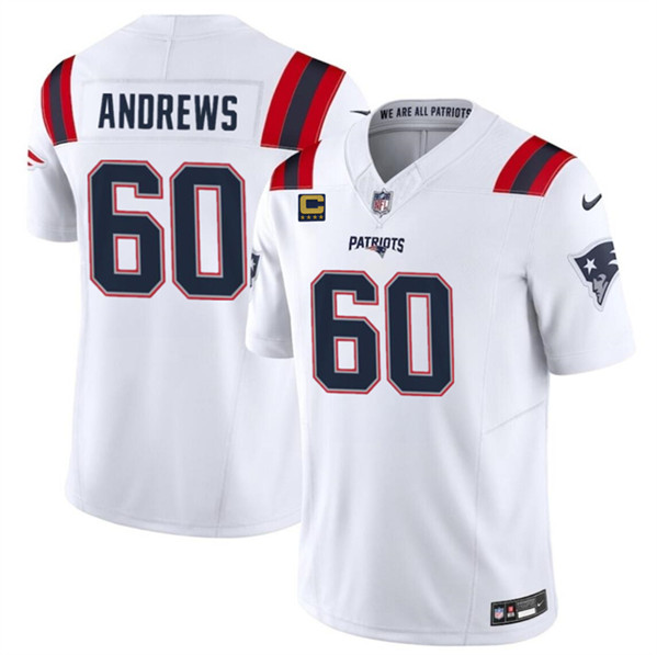 New England Patriots #60 David Andrews White 2024 F.U.S.E. With 4-Star C Patch Vapor Limited Stitched Jersey - Zenithce