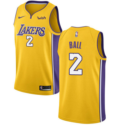 Los Angeles Lakers #2 Lonzo Ball Gold Swingman Icon Edition Jersey - Zenithce