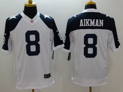 Cowboys #8 Troy Aikman White Thanksgiving Throwback Stitched Limited Nike Jersey - Zenithce