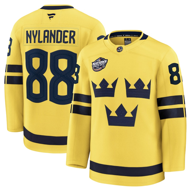 Sweden #88 William Nylander Yellow 2025 4 Nations Face-Off Premium Jersey - Zenithce