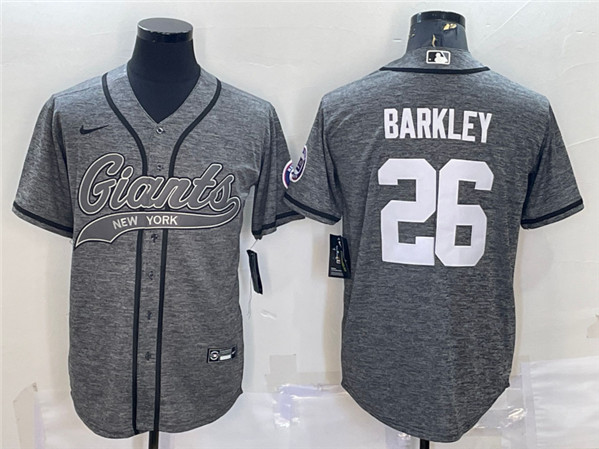 New York Giants #26 Saquon Barkley Gray With Patch Cool Base Stitched Jersey - Zenithce