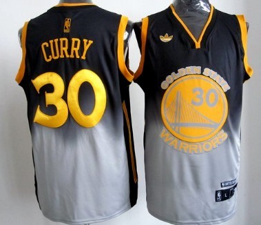 Golden State Warriors #30 Stephen Curry Black/Gray Fadeaway Fashion Jersey - Zenithce
