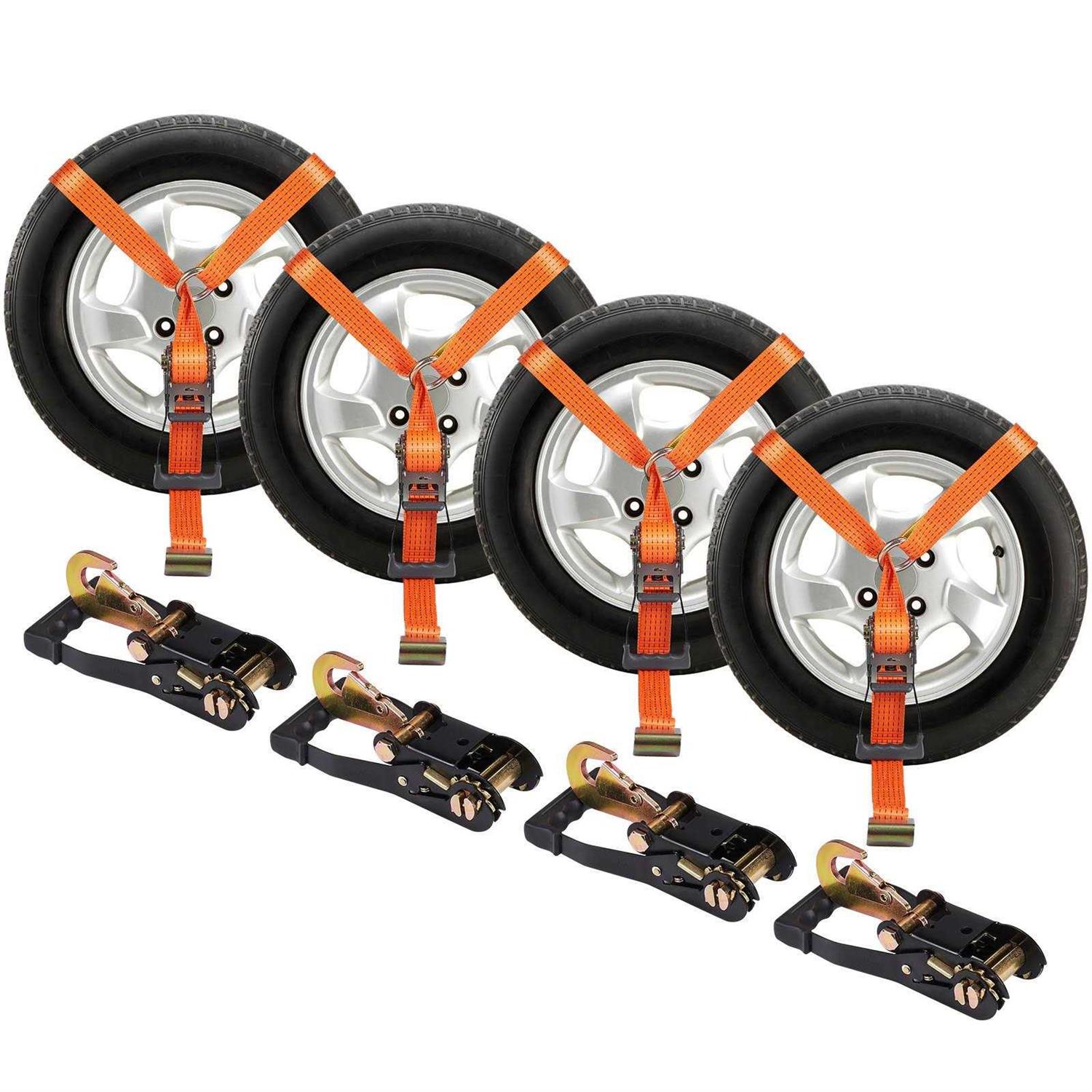 VEVOR Ratchet Tie Down Straps Kit Lasso Style 2 x 120 Tire Straps - Zenithce