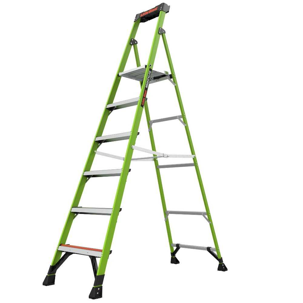 Little Giant Ladder Systems Mightylite 8′ IAA Fiberglass Stepladder with Ground Cue - Zenithce