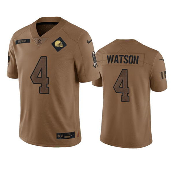 Cleveland Browns #4 Deshaun Watson 2023 Brown Salute To Service Limited Stitched Jersey - Zenithce