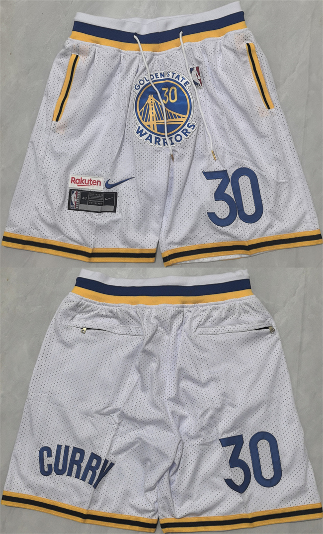 Golden State Warriors #30 Stephen Curry White Shorts(Run Small) - Zenithce